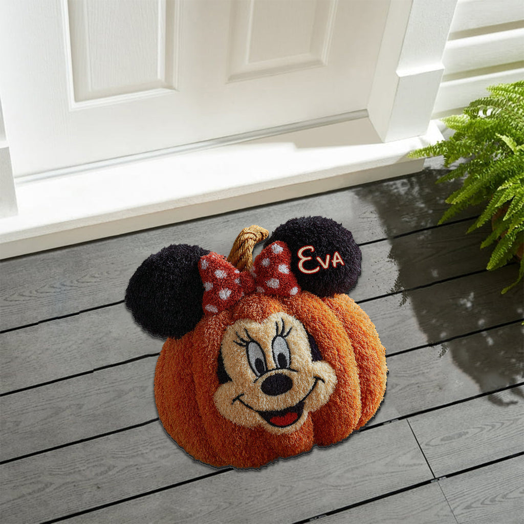 Personalized Pumpkin Tufted Rug Featuring Minnie Mouse Gift for Family Halloween Tufted Rug GradoCreations