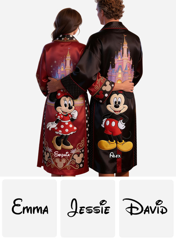 Personalized Satin Robe with Custom Names for Couples Satin Robe GradoCreations