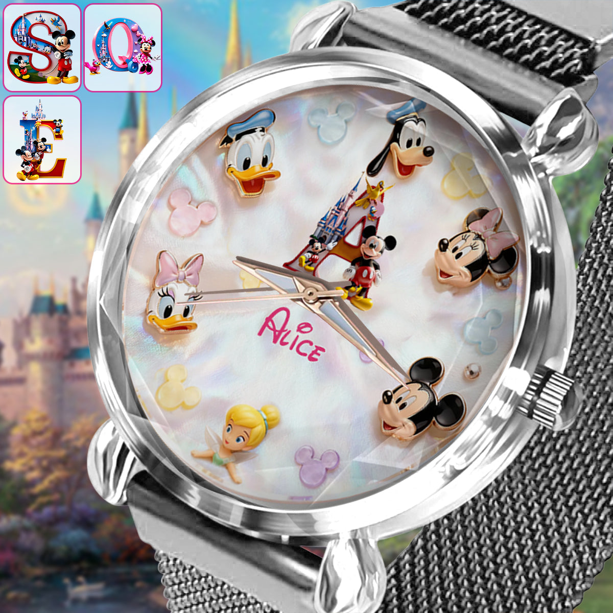 Personalized Disney Character Hand Watch for Women - Custom Name Gift Women Hand Watch GradoCreations