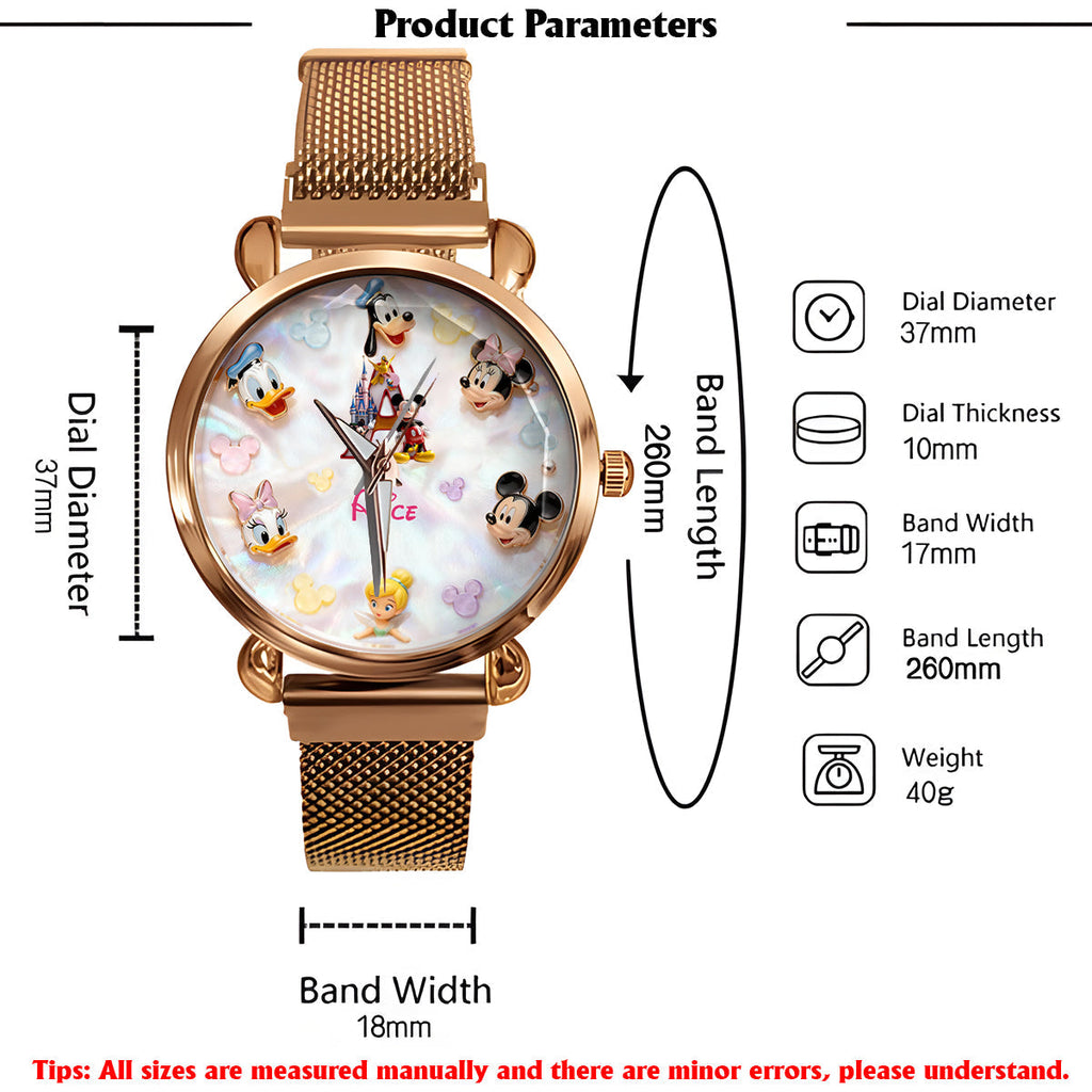 Personalized Disney Character Hand Watch for Women - Custom Name Gift Women Hand Watch GradoCreations