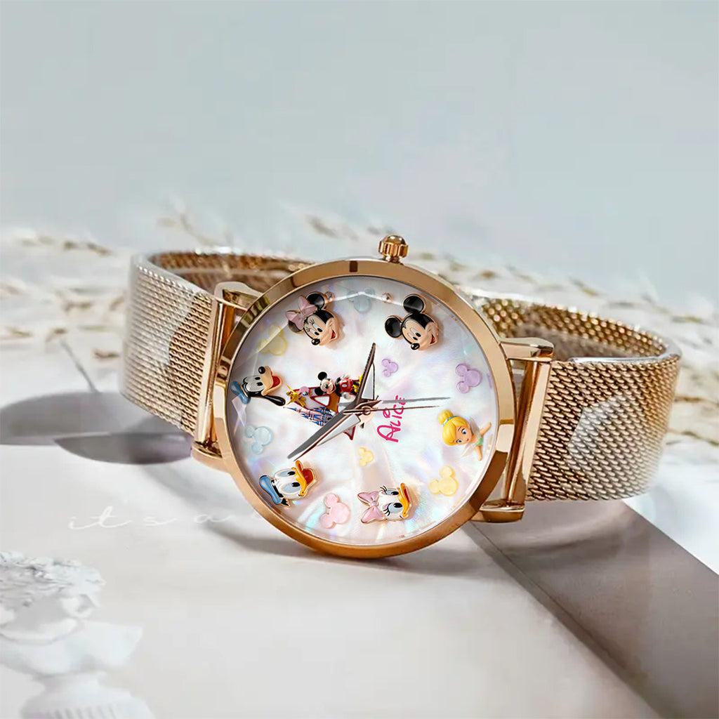 Personalized Disney Character Hand Watch for Women - Custom Name Gift Women Hand Watch GradoCreations