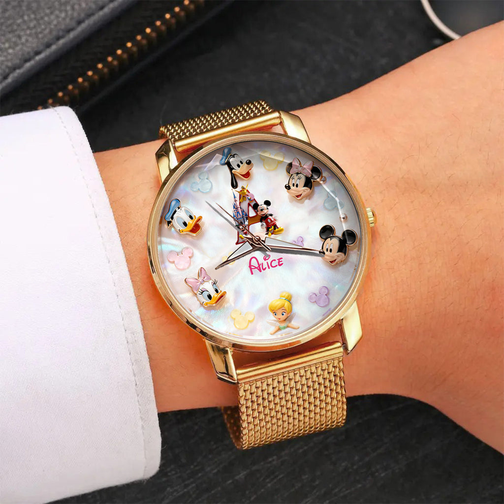 Personalized Disney Character Hand Watch for Women - Custom Name Gift Women Hand Watch GradoCreations