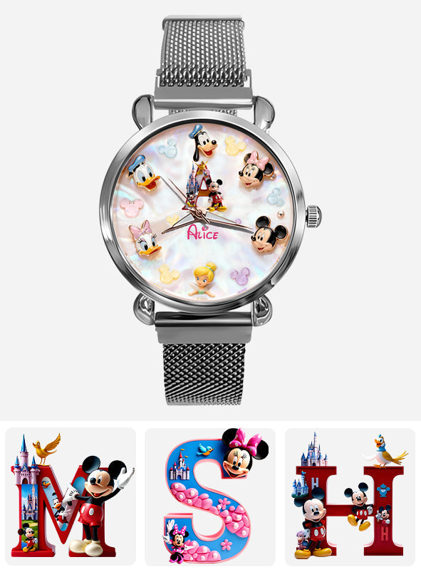 Personalized Disney Character Hand Watch for Women - Custom Name Gift Women Hand Watch GradoCreations