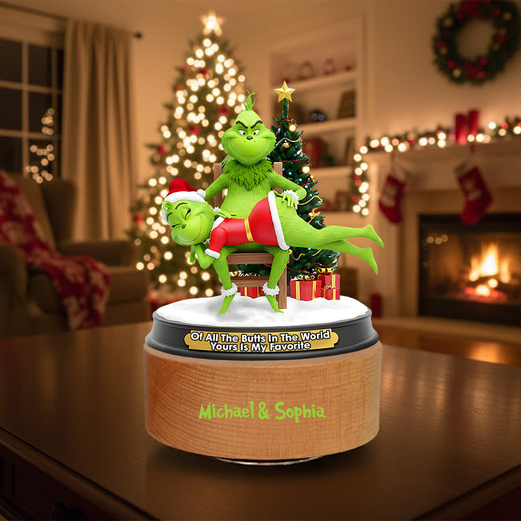 Personalized Grinch Music Plaque Custom Couple Gift for Christmas Rotating Music Plaque GradoCreations