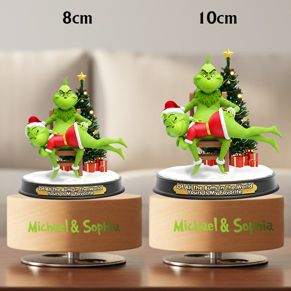 Personalized Grinch Music Plaque Custom Couple Gift for Christmas Rotating Music Plaque GradoCreations