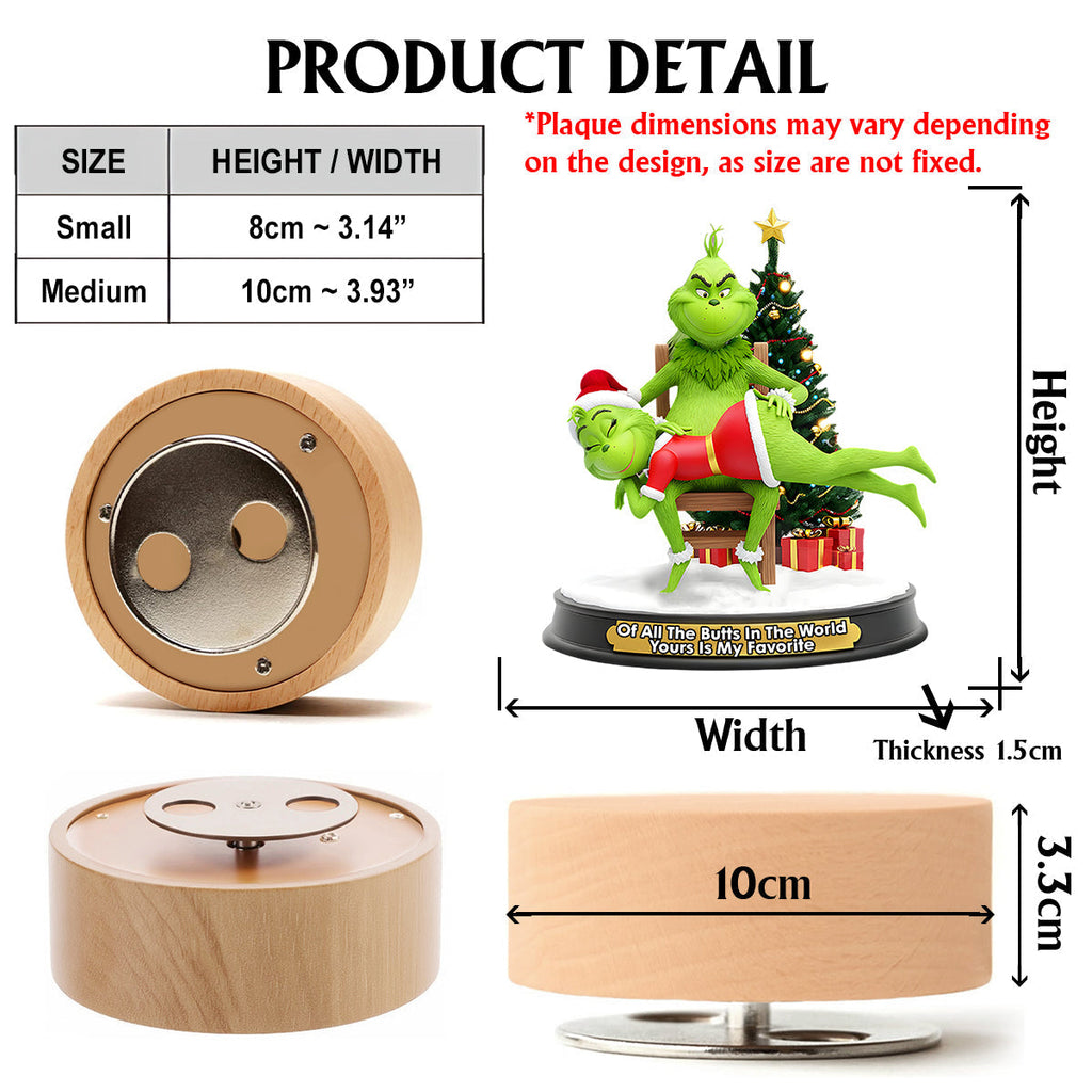 Personalized Grinch Music Plaque Custom Couple Gift for Christmas Rotating Music Plaque GradoCreations