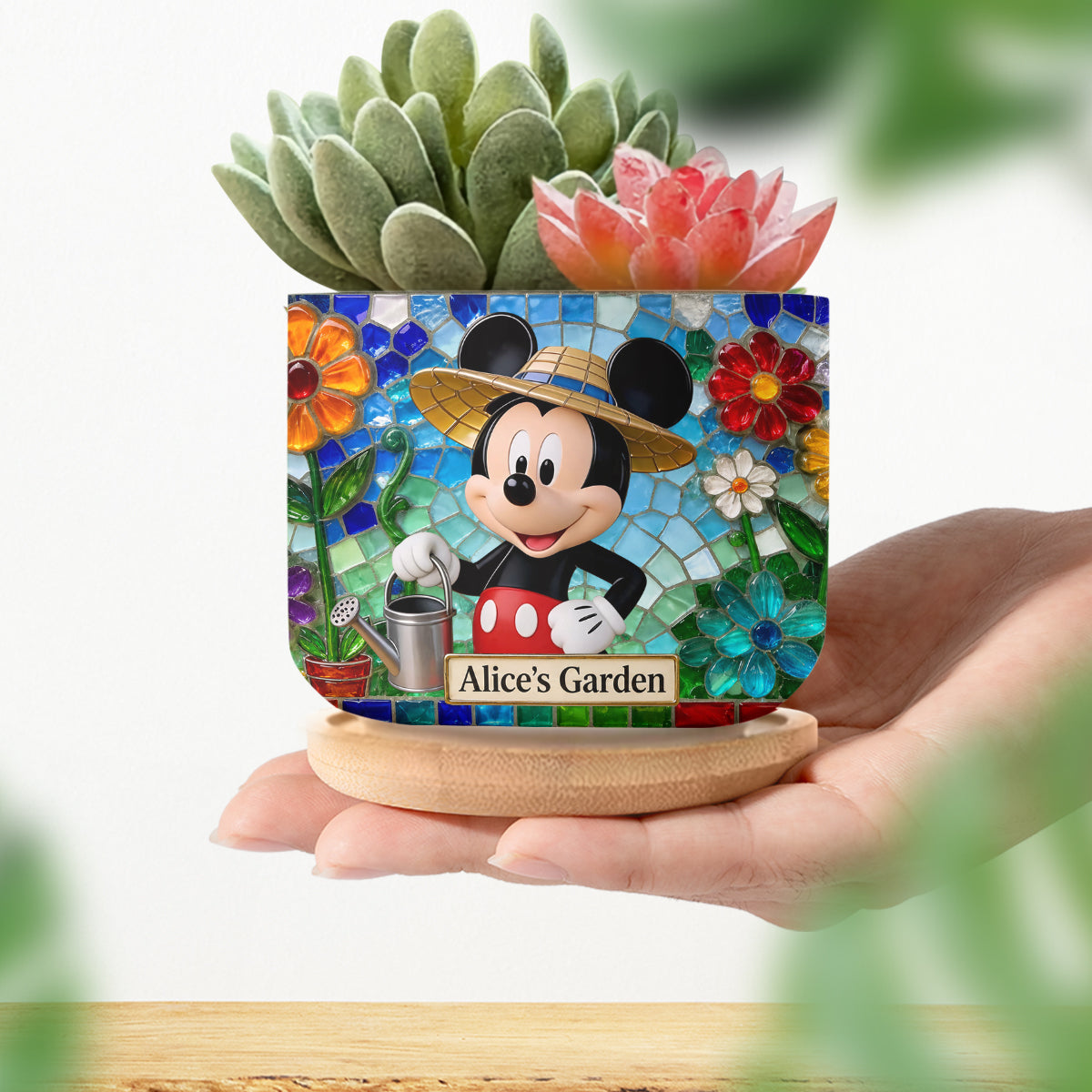Personalized Ceramic Plant Pot with Cute Mouse Ears for Garden Lovers Ceramic Plant Pot GradoCreations