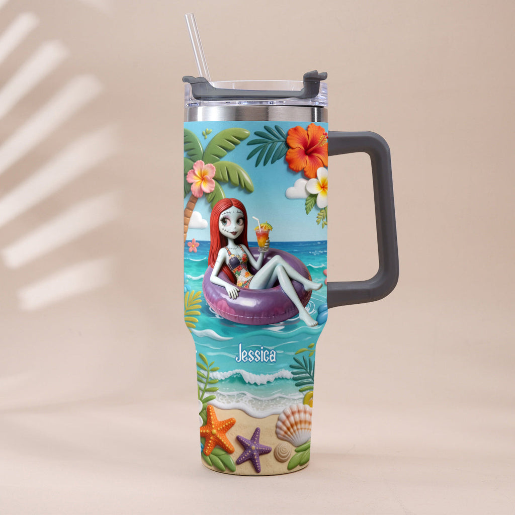 Personalized Summer Vibes Tumbler with Plush Charm Gift Idea Tumbler With Plush Charm GradoCreations