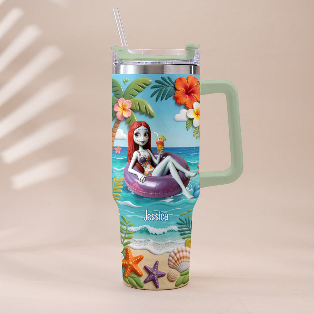 Personalized Summer Vibes Tumbler with Plush Charm Gift Idea Tumbler With Plush Charm GradoCreations