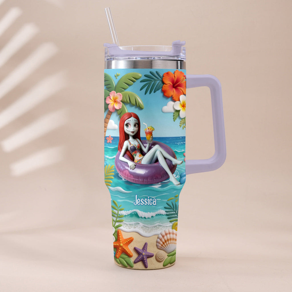 Personalized Summer Vibes Tumbler with Plush Charm Gift Idea Tumbler With Plush Charm GradoCreations