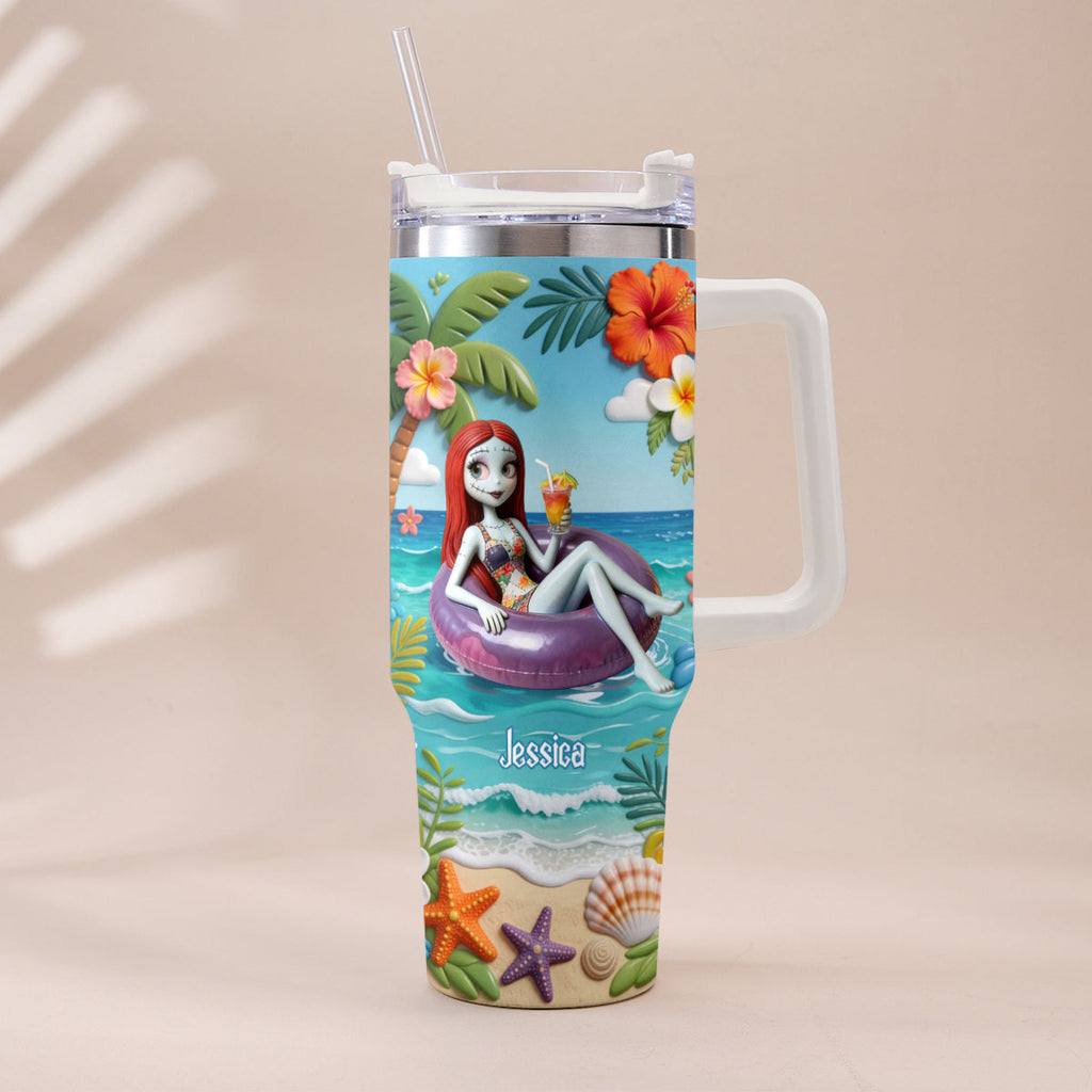 Personalized Summer Vibes Tumbler with Plush Charm Gift Idea Tumbler With Plush Charm GradoCreations