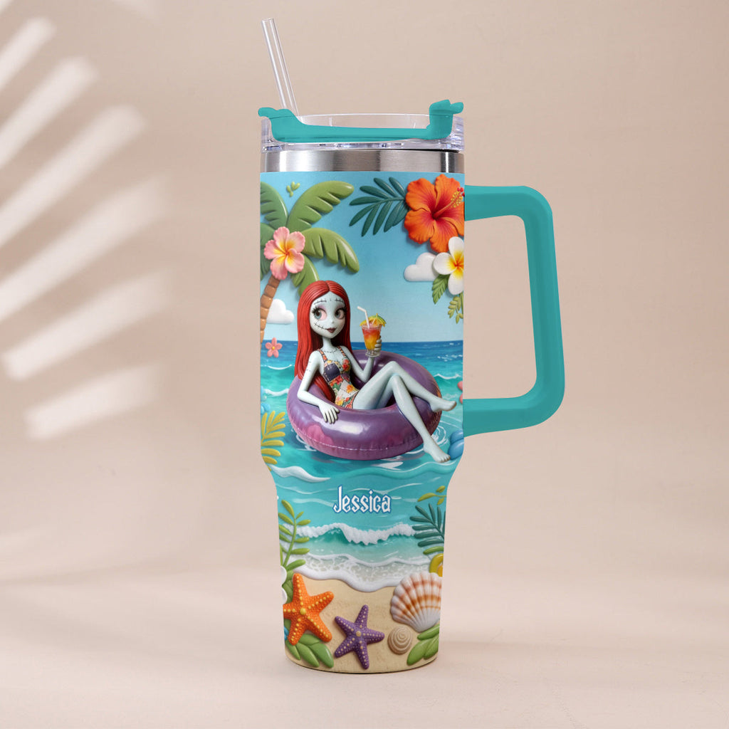 Personalized Summer Vibes Tumbler with Plush Charm Gift Idea Tumbler With Plush Charm GradoCreations