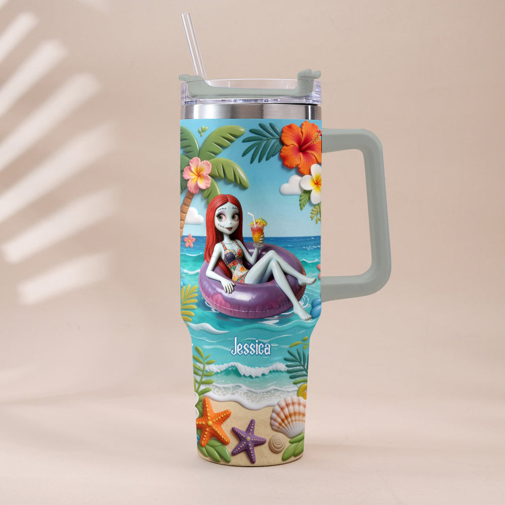 Personalized Summer Vibes Tumbler with Plush Charm Gift Idea Tumbler With Plush Charm GradoCreations