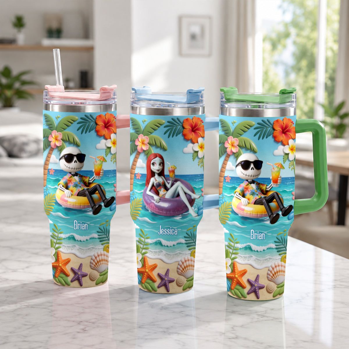 Personalized Summer Vibes Tumbler with Plush Charm Gift Idea Tumbler With Plush Charm GradoCreations