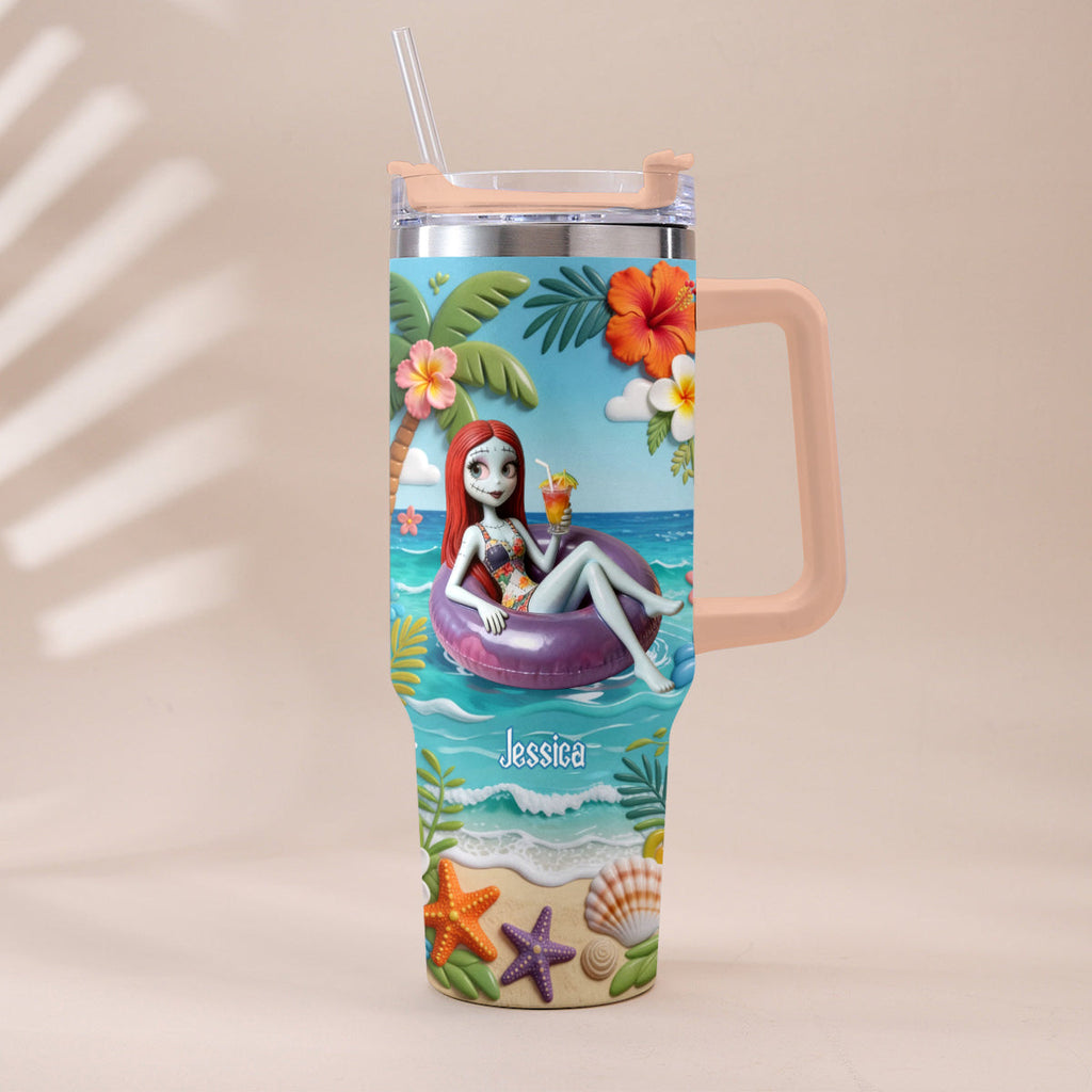 Personalized Summer Vibes Tumbler with Plush Charm Gift Idea Tumbler With Plush Charm GradoCreations