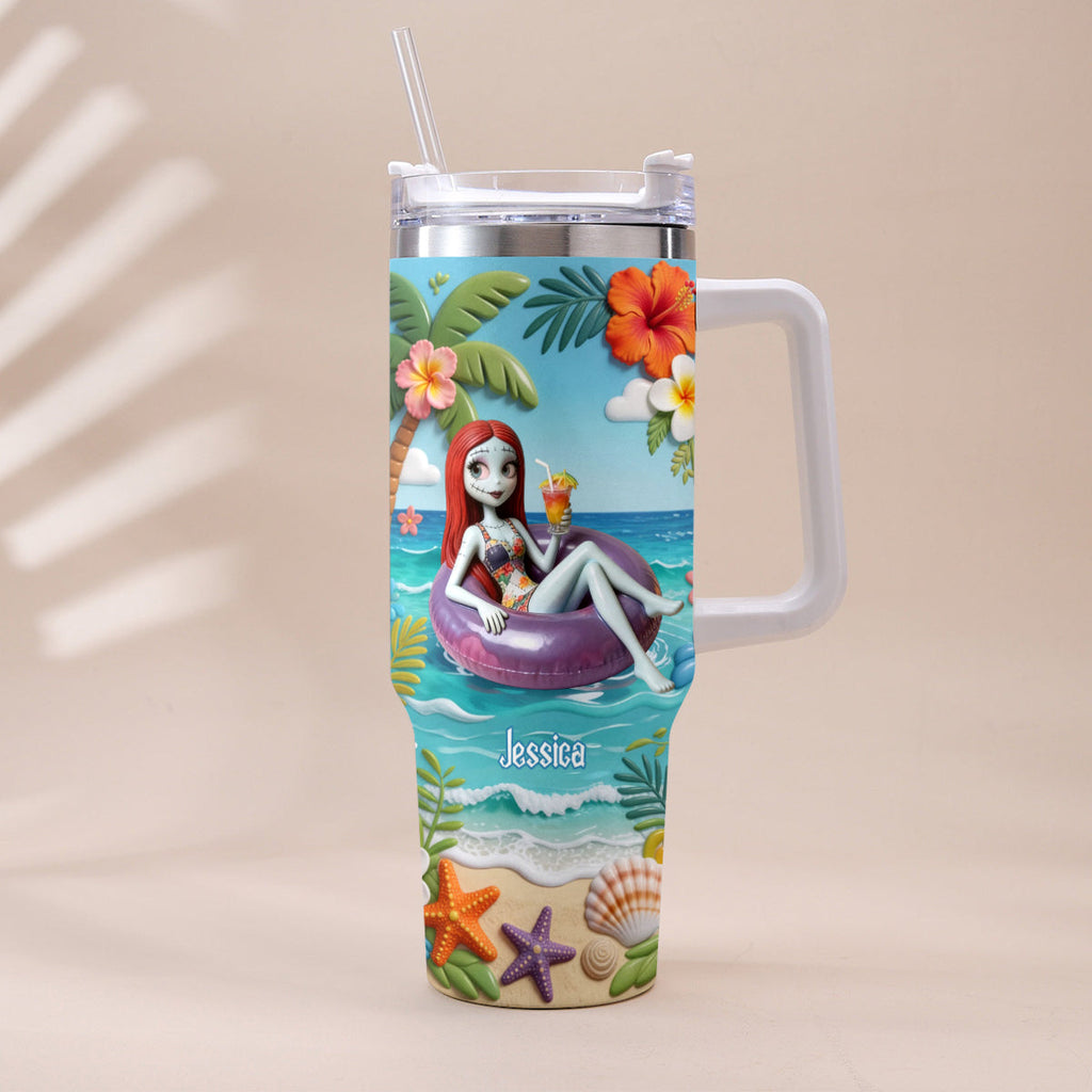Personalized Summer Vibes Tumbler with Plush Charm Gift Idea Tumbler With Plush Charm GradoCreations