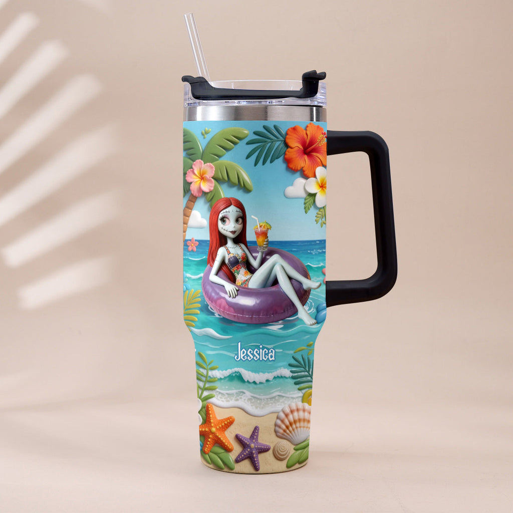 Personalized Summer Vibes Tumbler with Plush Charm Gift Idea Tumbler With Plush Charm GradoCreations
