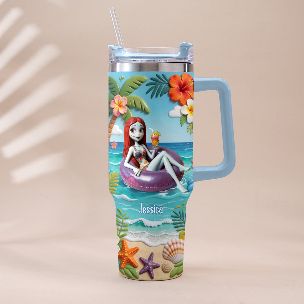 Personalized Summer Vibes Tumbler with Plush Charm Gift Idea Tumbler With Plush Charm GradoCreations