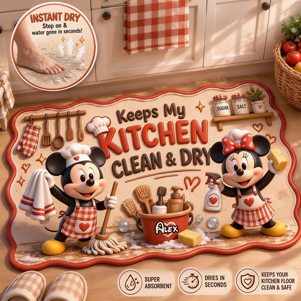 Personalized Cartoon Mouse Drying Mat for Kitchen Gifts Drying Mat GradoCreations