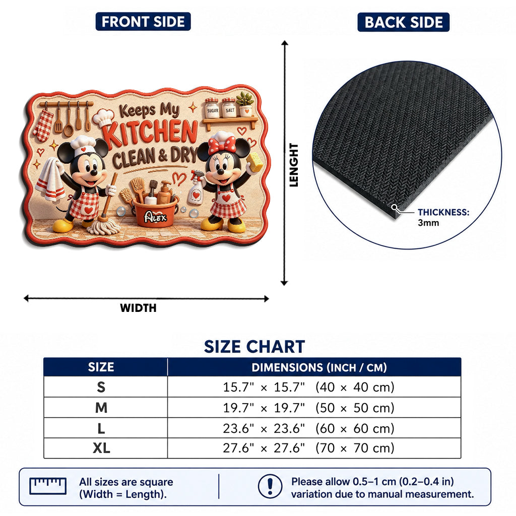 Personalized Cartoon Mouse Drying Mat for Kitchen Gifts Drying Mat GradoCreations