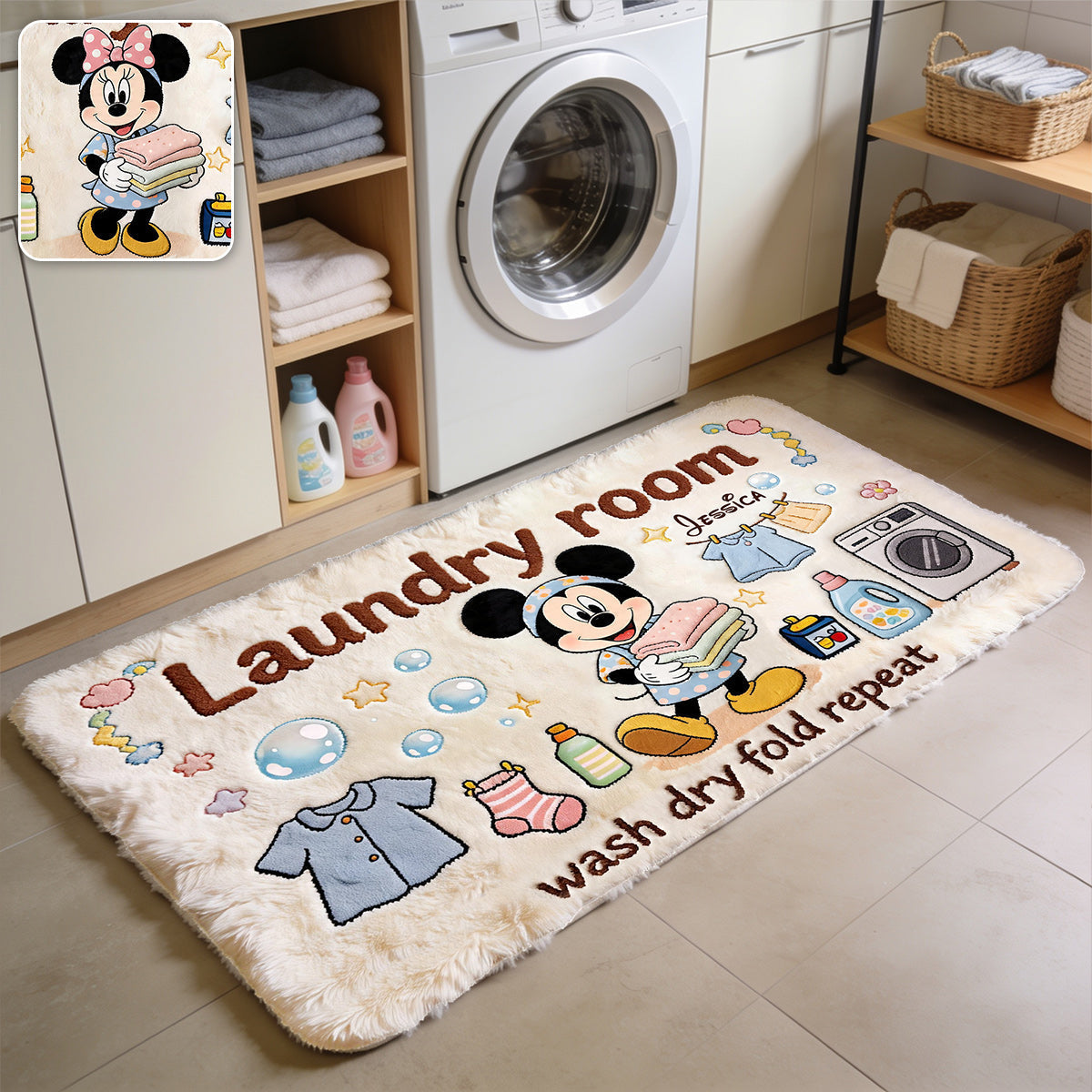 Personalized Mickey Mouse Non-Slip Tufted Rug for Laundry Room Decor Non-Slip Tufted Rug GradoCreations