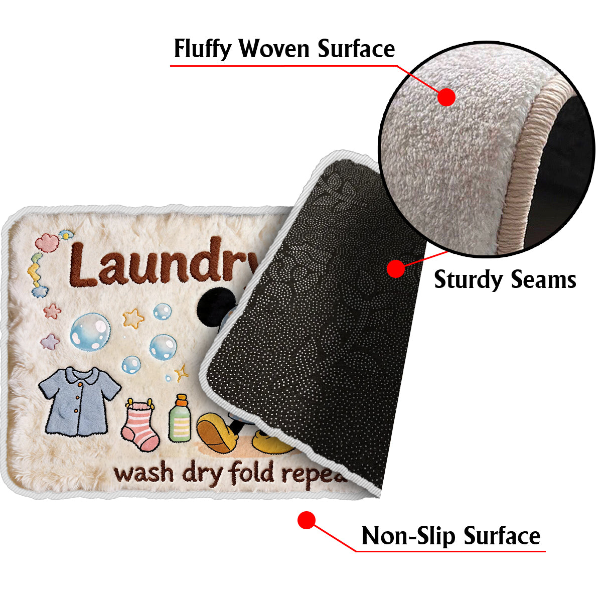 Personalized Mickey Mouse Non-Slip Tufted Rug for Laundry Room Decor Non-Slip Tufted Rug GradoCreations