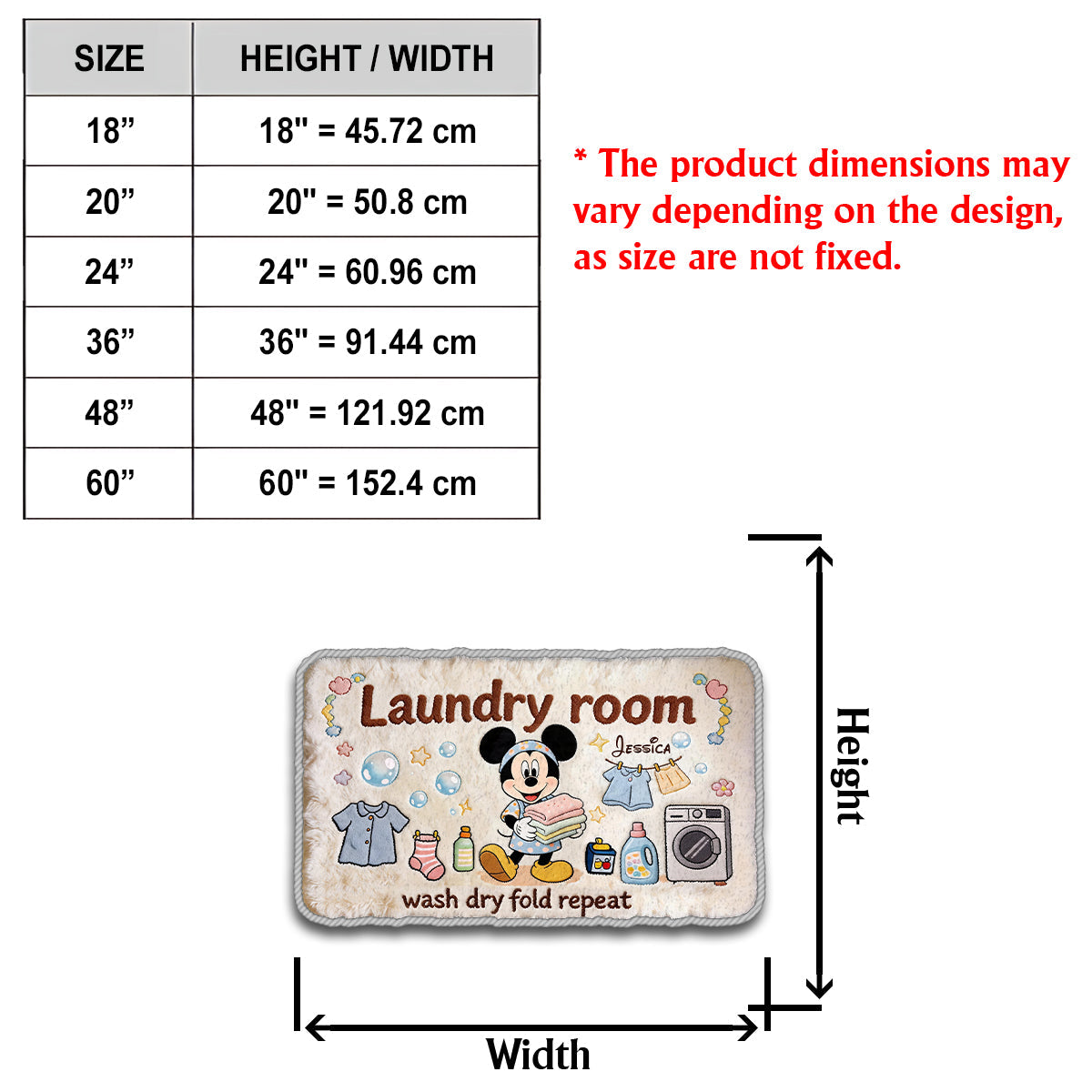 Personalized Mickey Mouse Non-Slip Tufted Rug for Laundry Room Decor Non-Slip Tufted Rug GradoCreations
