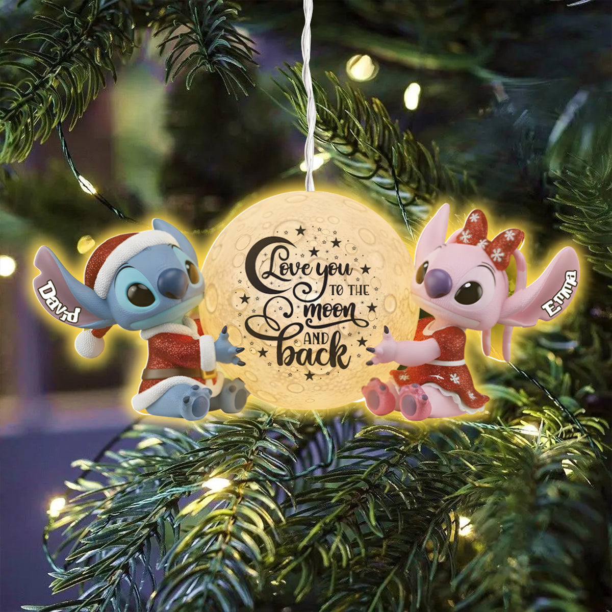Personalized LED Light Ornament Love You to the Moon Gift for Family LED Light Ornament GradoCreations