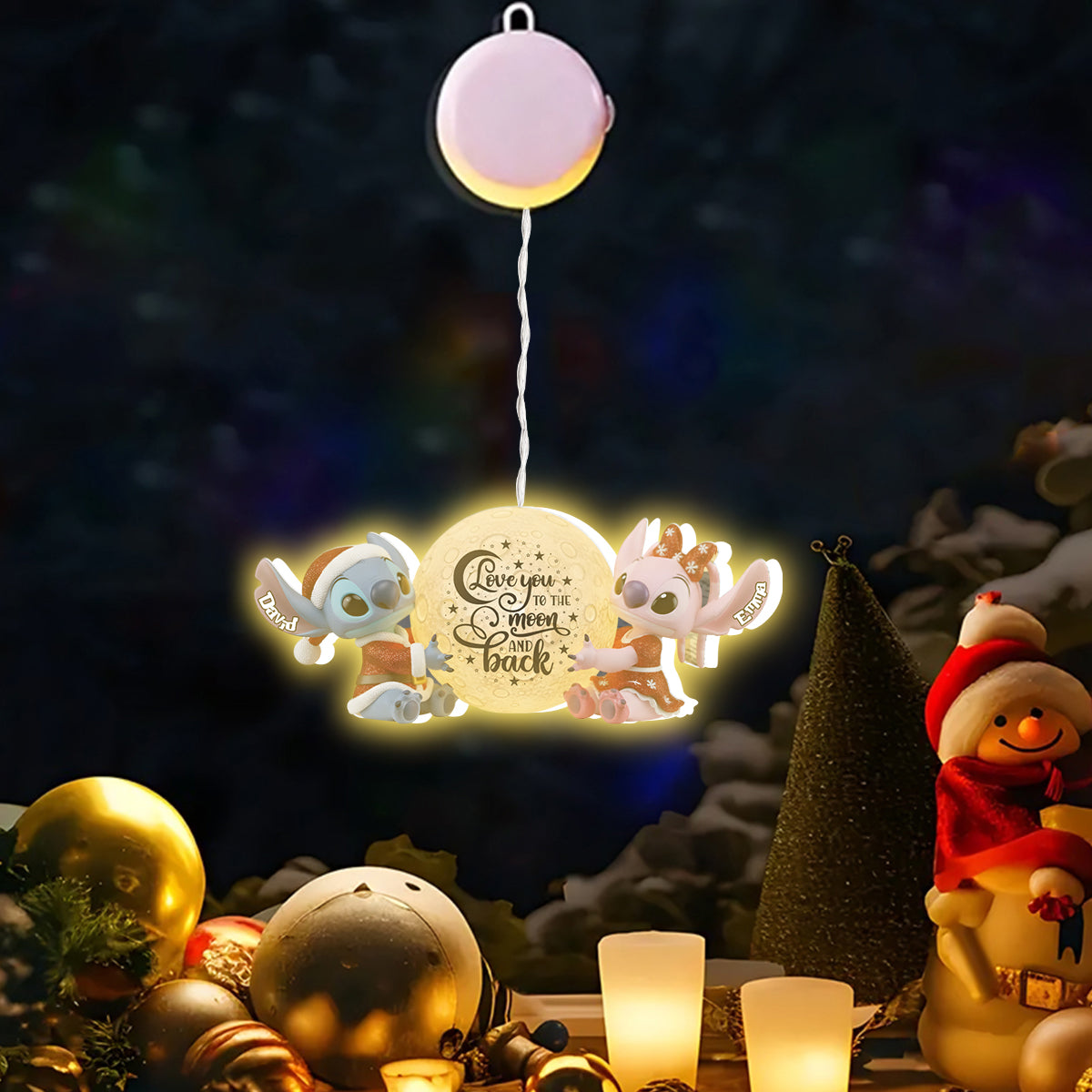 Personalized LED Light Ornament Love You to the Moon Gift for Family LED Light Ornament GradoCreations