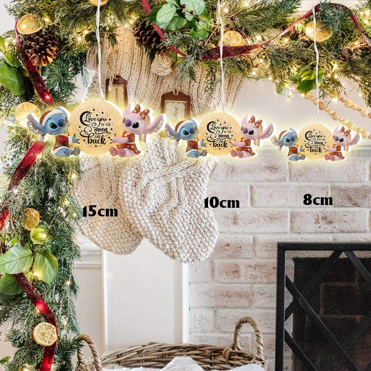 Personalized LED Light Ornament Love You to the Moon Gift for Family LED Light Ornament GradoCreations