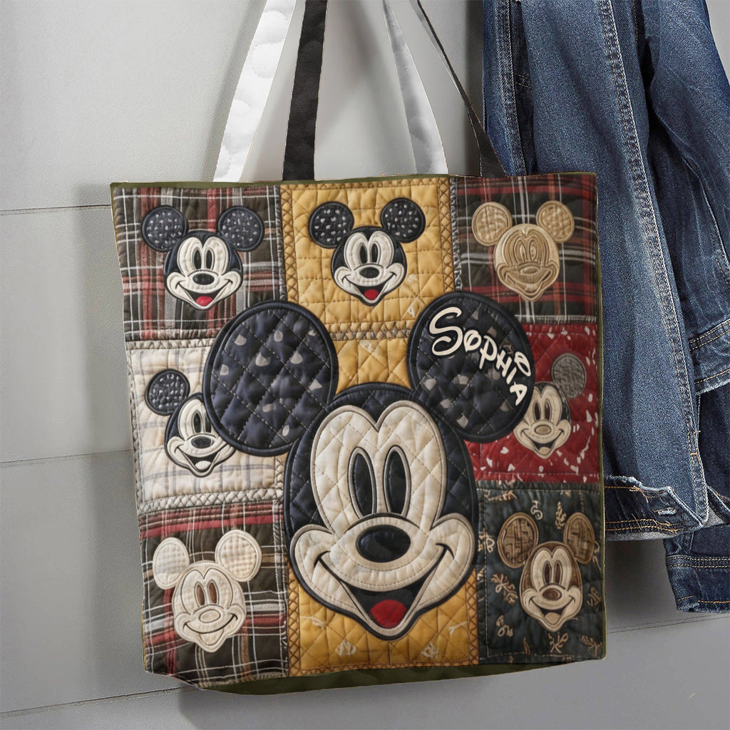 Personalized Mickey Mouse Quilted Tote Bag Custom Name Gift Quilted Tote Bag GradoCreations