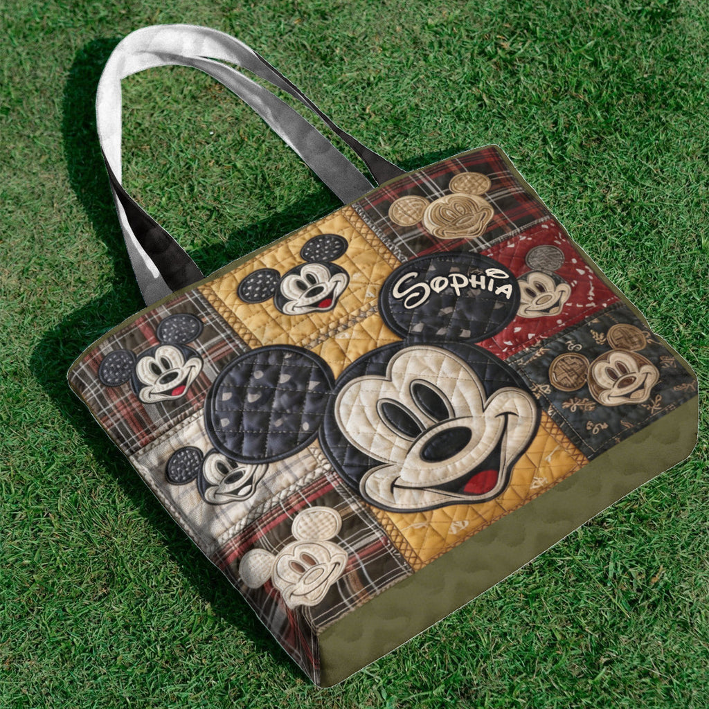 Personalized Mickey Mouse Quilted Tote Bag Custom Name Gift Quilted Tote Bag GradoCreations
