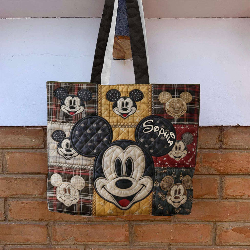 Personalized Mickey Mouse Quilted Tote Bag Custom Name Gift Quilted Tote Bag GradoCreations