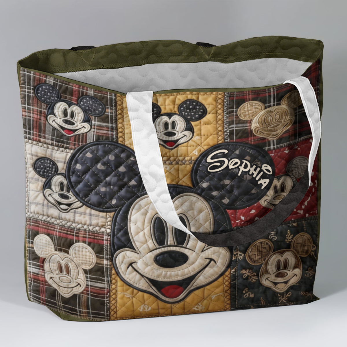 Personalized Mickey Mouse Quilted Tote Bag Custom Name Gift Quilted Tote Bag GradoCreations