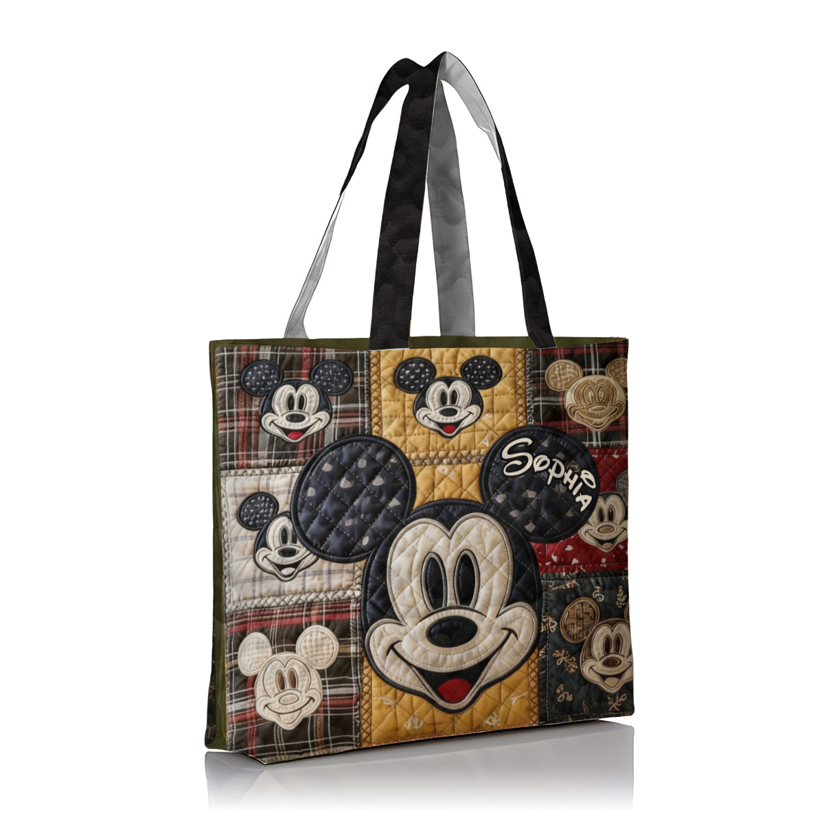 Personalized Mickey Mouse Quilted Tote Bag Custom Name Gift Quilted Tote Bag GradoCreations
