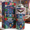 Personalized 250th Anniversary Tumbler with Handle - Cute Alien Design Tumbler With Handle GradoCreations