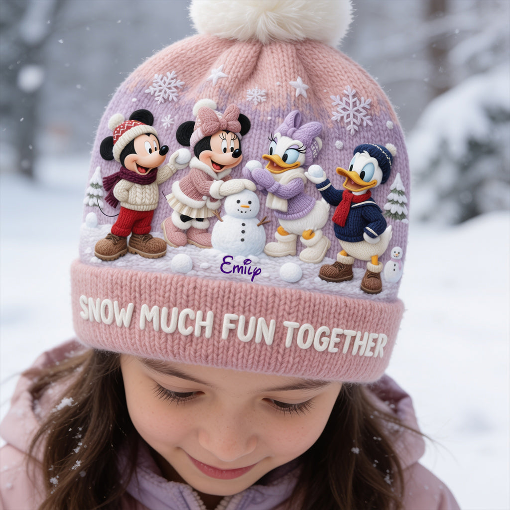 Personalized Snow Much Fun Together Beanie Hat for Kids Beanie Hat GradoCreations