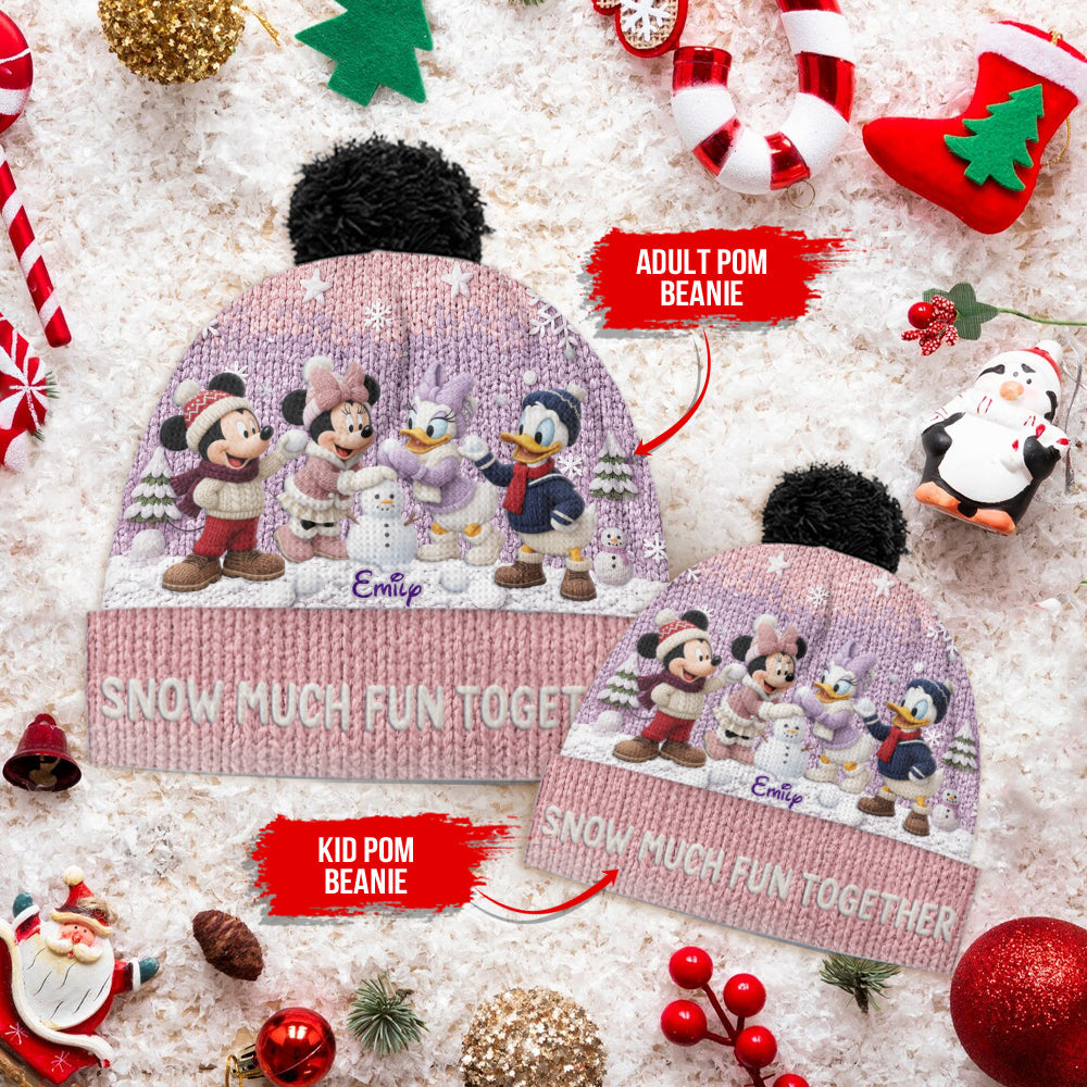 Personalized Snow Much Fun Together Beanie Hat for Kids Beanie Hat GradoCreations