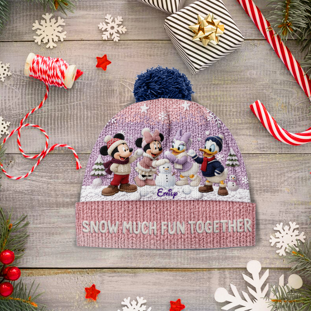 Personalized Snow Much Fun Together Beanie Hat for Kids Beanie Hat GradoCreations