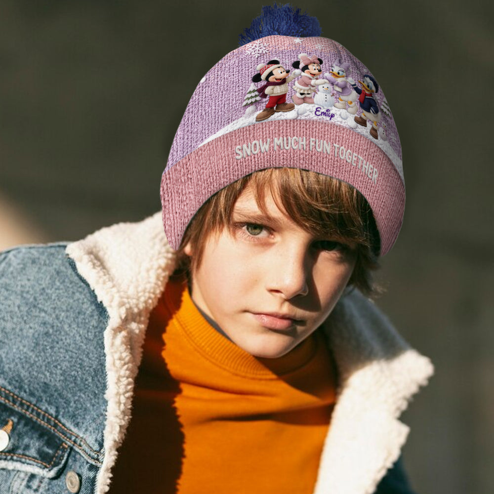 Personalized Snow Much Fun Together Beanie Hat for Kids Beanie Hat GradoCreations