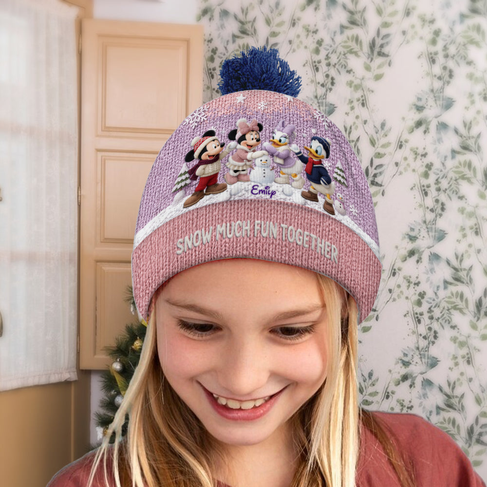 Personalized Snow Much Fun Together Beanie Hat for Kids Beanie Hat GradoCreations