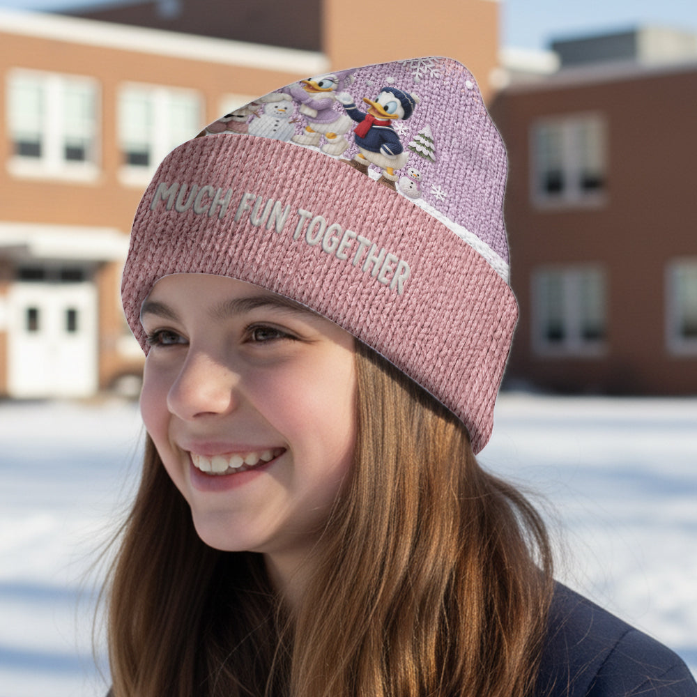 Personalized Snow Much Fun Together Beanie Hat for Kids Beanie Hat GradoCreations