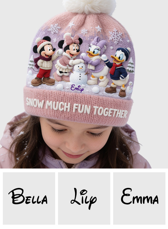 Personalized Snow Much Fun Together Beanie Hat for Kids Beanie Hat GradoCreations