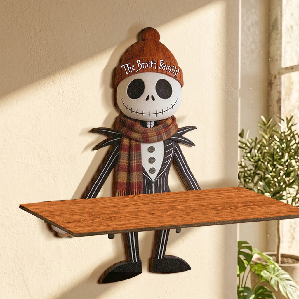Personalized Nightmare Wooden Floating Shelf for Halloween Decor Wooden Floating Shelf GradoCreations