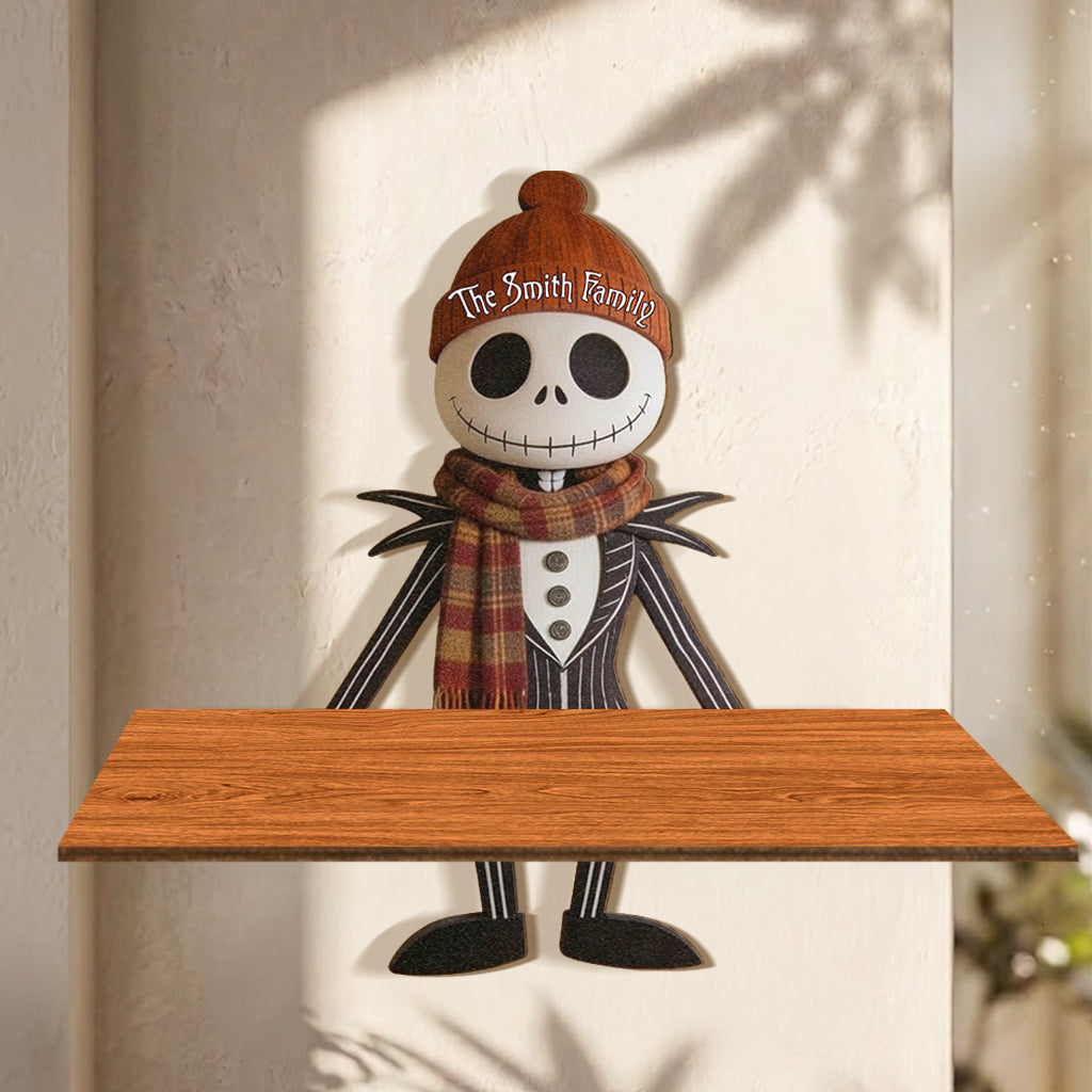 Personalized Nightmare Wooden Floating Shelf for Halloween Decor Wooden Floating Shelf GradoCreations