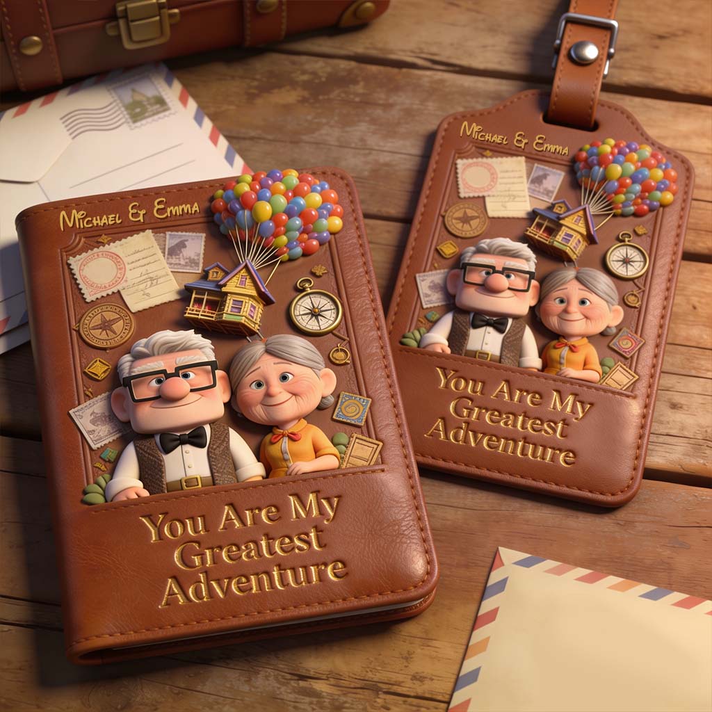 Personalized Up Movie Passport Holder & Luggage Tag Set for Couples Passport Holder & Luggage Tag Set GradoCreations