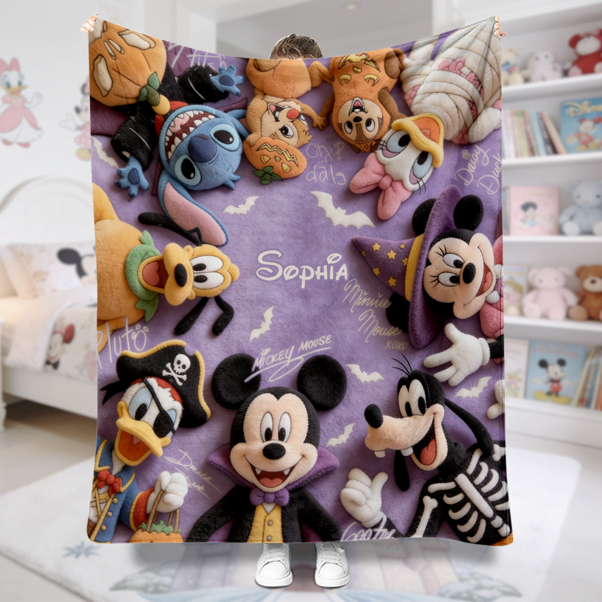 Personalized Flannel Mouse Blanket Custom Name Gift for Kids Blanket GradoCreations