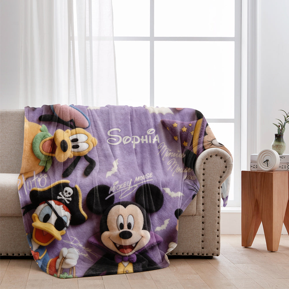 Personalized Flannel Mouse Blanket Custom Name Gift for Kids Blanket GradoCreations