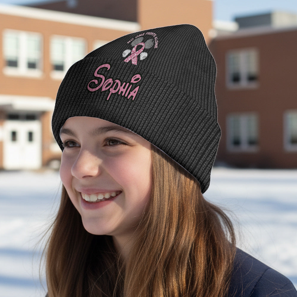 Personalized Breast Cancer Awareness Beanie Hat Custom Name Gift for Her Beanie Hat GradoCreations