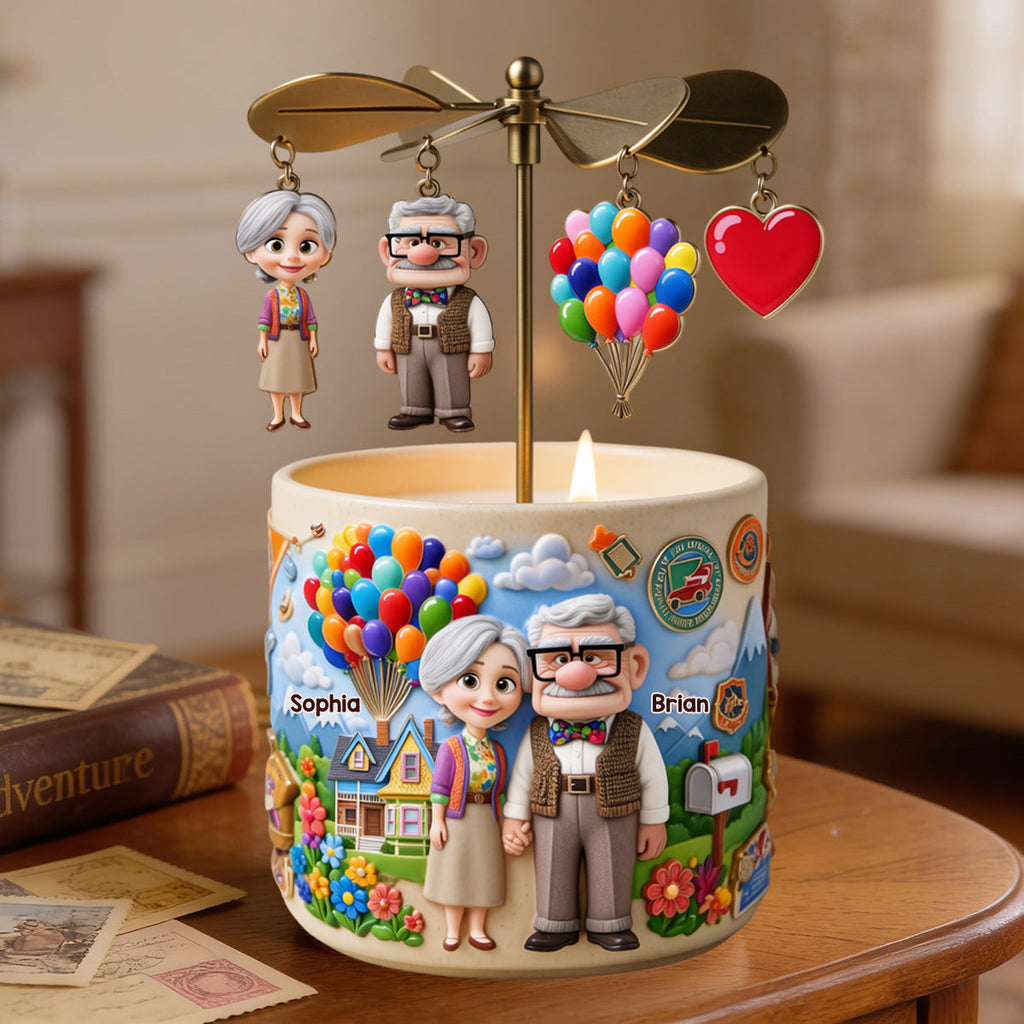 Personalized Up Movie Spinning Candle Holder for Couples Spinning Candle Holder GradoCreations